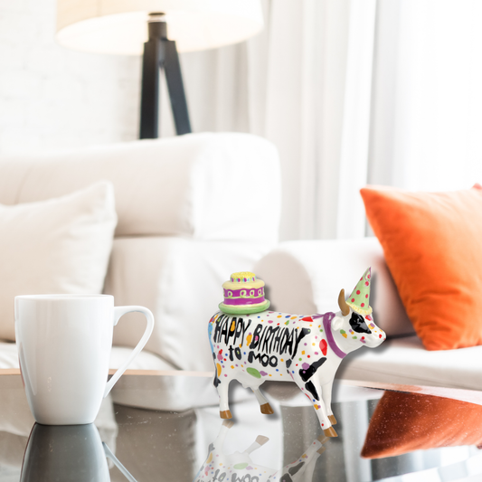 Happy Birthday To Moo! - Cow Parade El Yapımı Dekoratif İnek Figürü