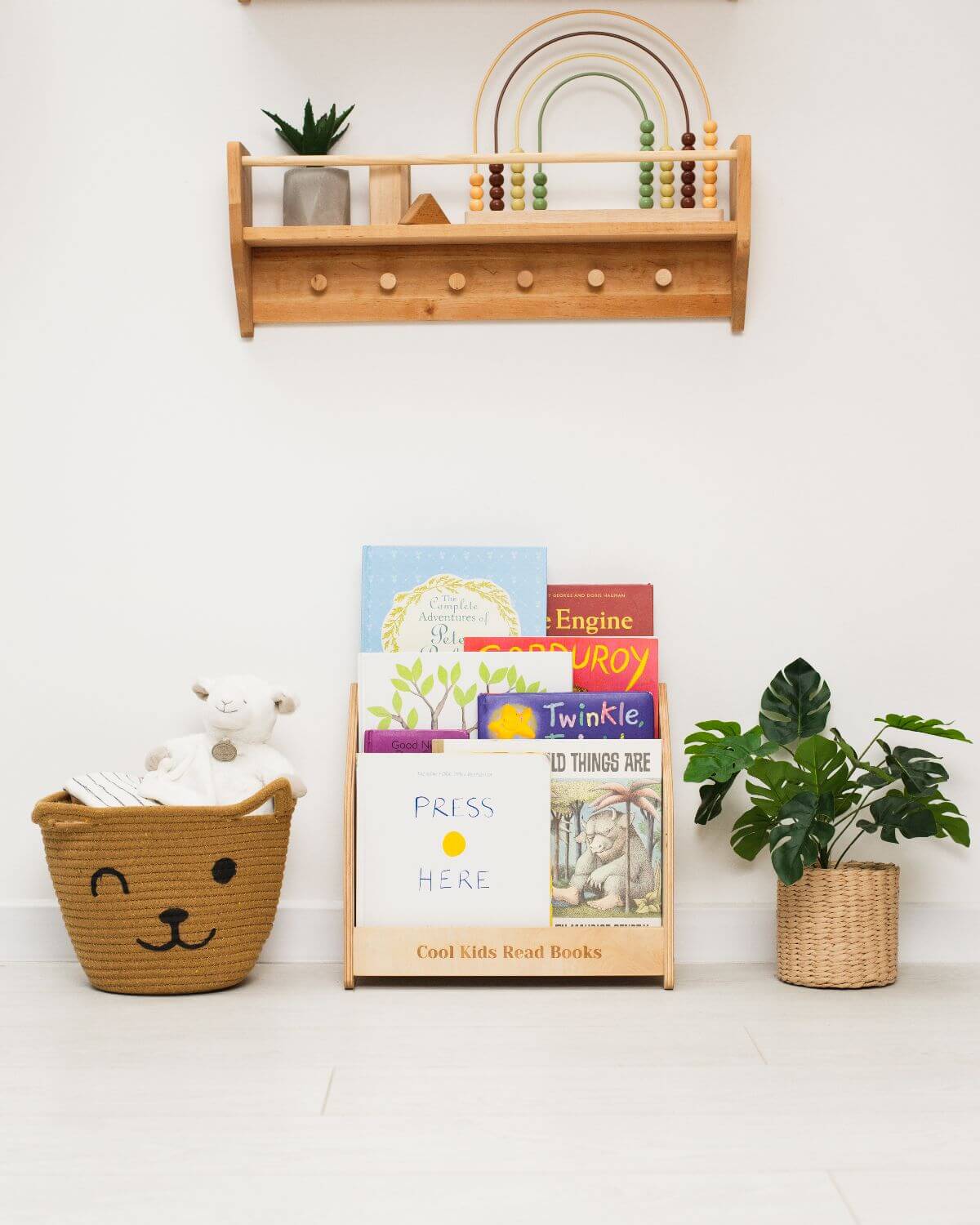 Toddler Montessori Çocuk Kitaplığı - Doğal Ahşap
