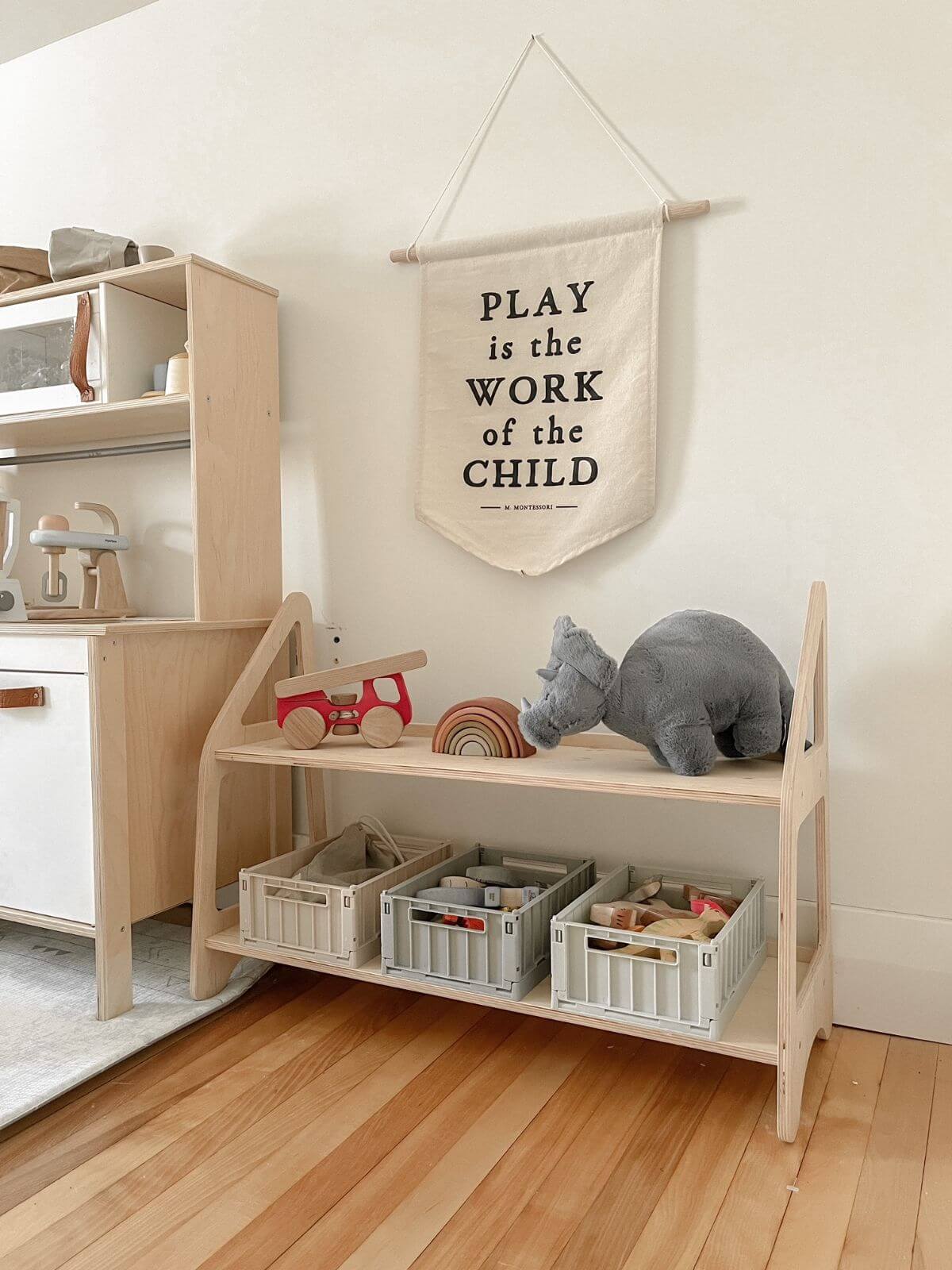 Montessori - Ahşap Çocuk Rafı - Küçük Boy