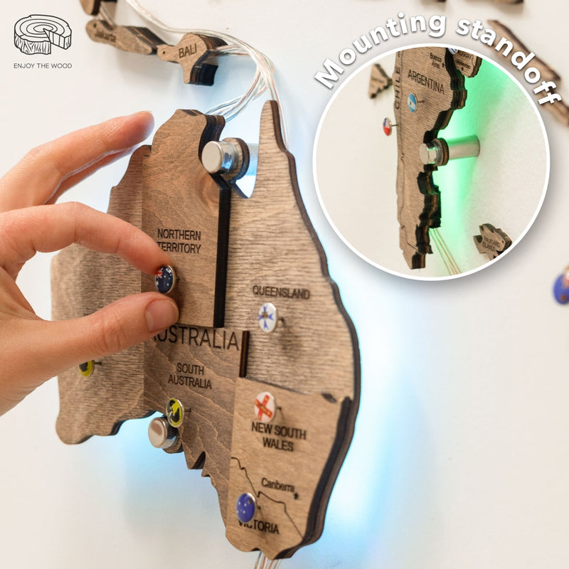 3D Ledli Ahşap Dünya Haritası – TERRA