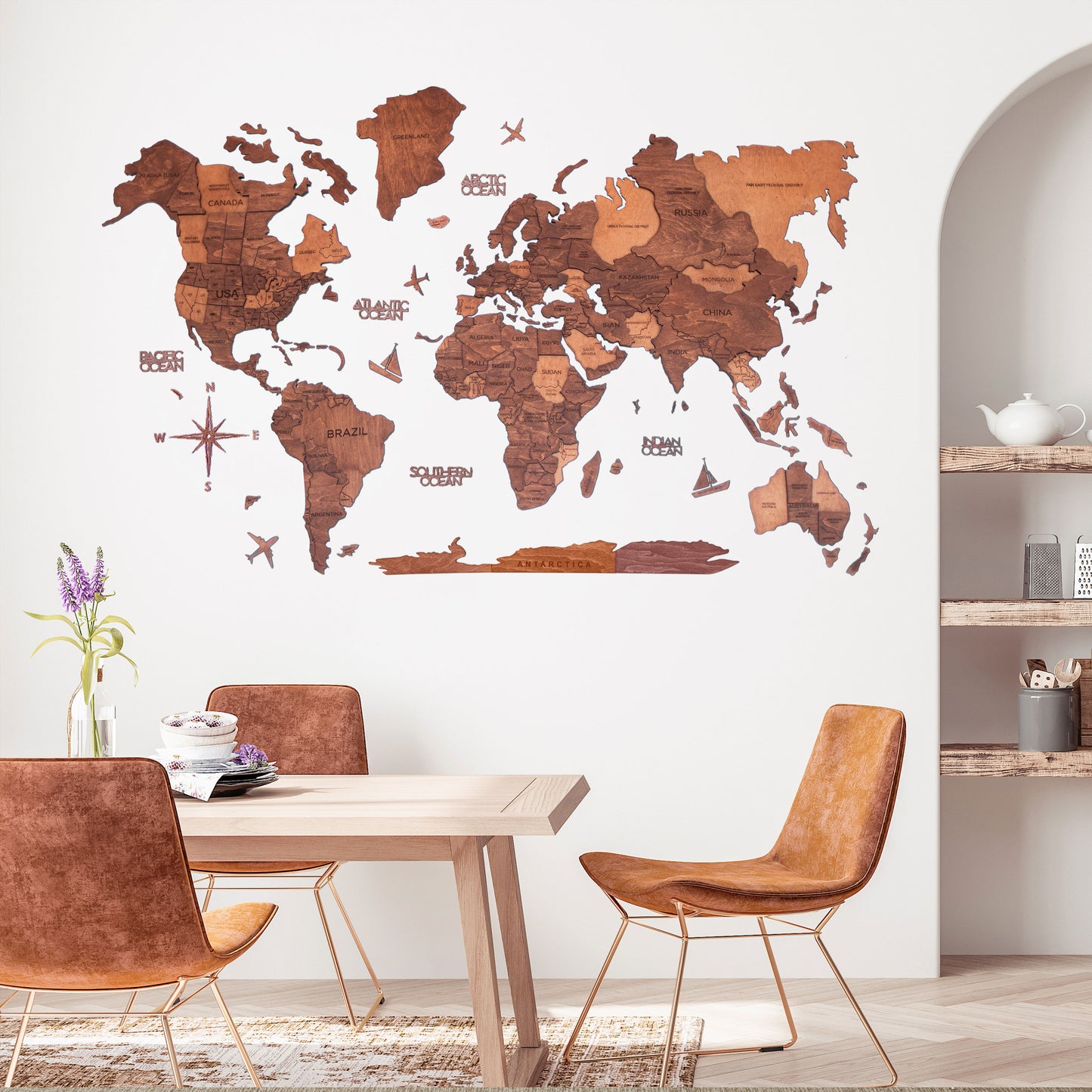 3D Ahşap Dünya Haritası – OAK