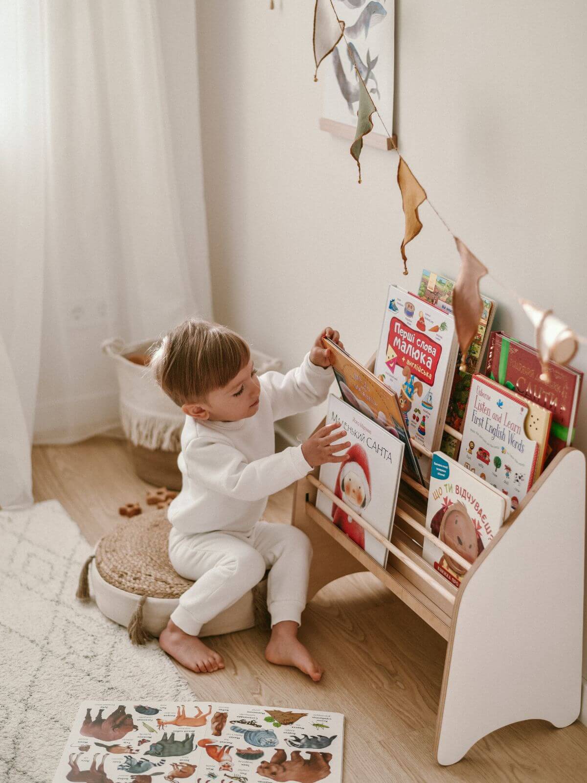 Montessori Çocuk Kitaplığı - Doğal Ahşap