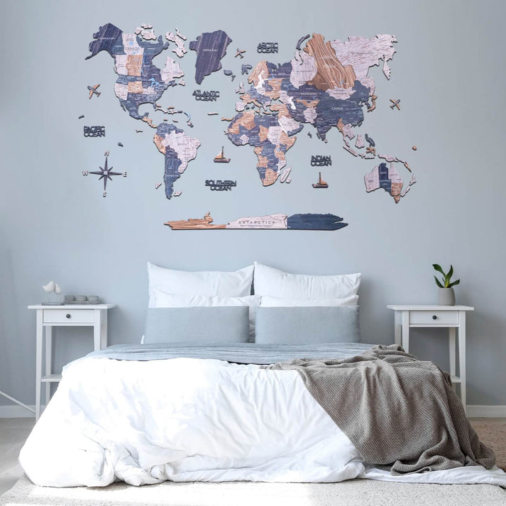 2D Ahşap Dünya Haritası – MYSTERY – NordDesignStore