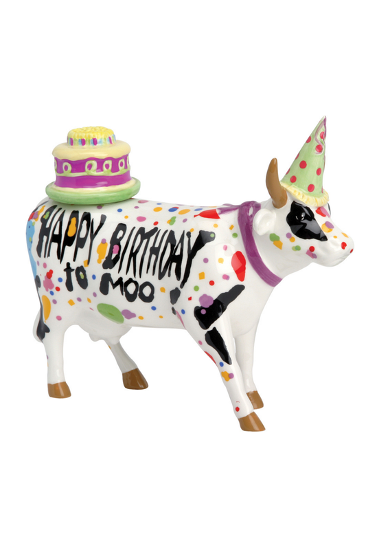 Happy Birthday To Moo! - Cow Parade El Yapımı Dekoratif İnek Figürü
