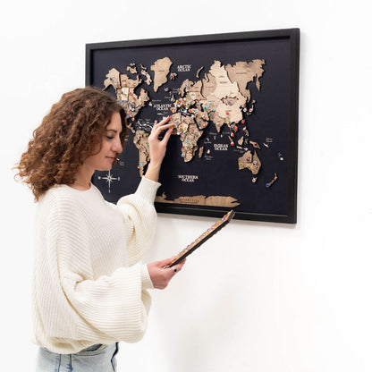 Çerçeveli 3D Ahşap Dünya Haritası Tablosu– TERRA