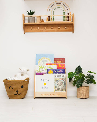 Toddler Montessori Çocuk Kitaplığı - Doğal Ahşap