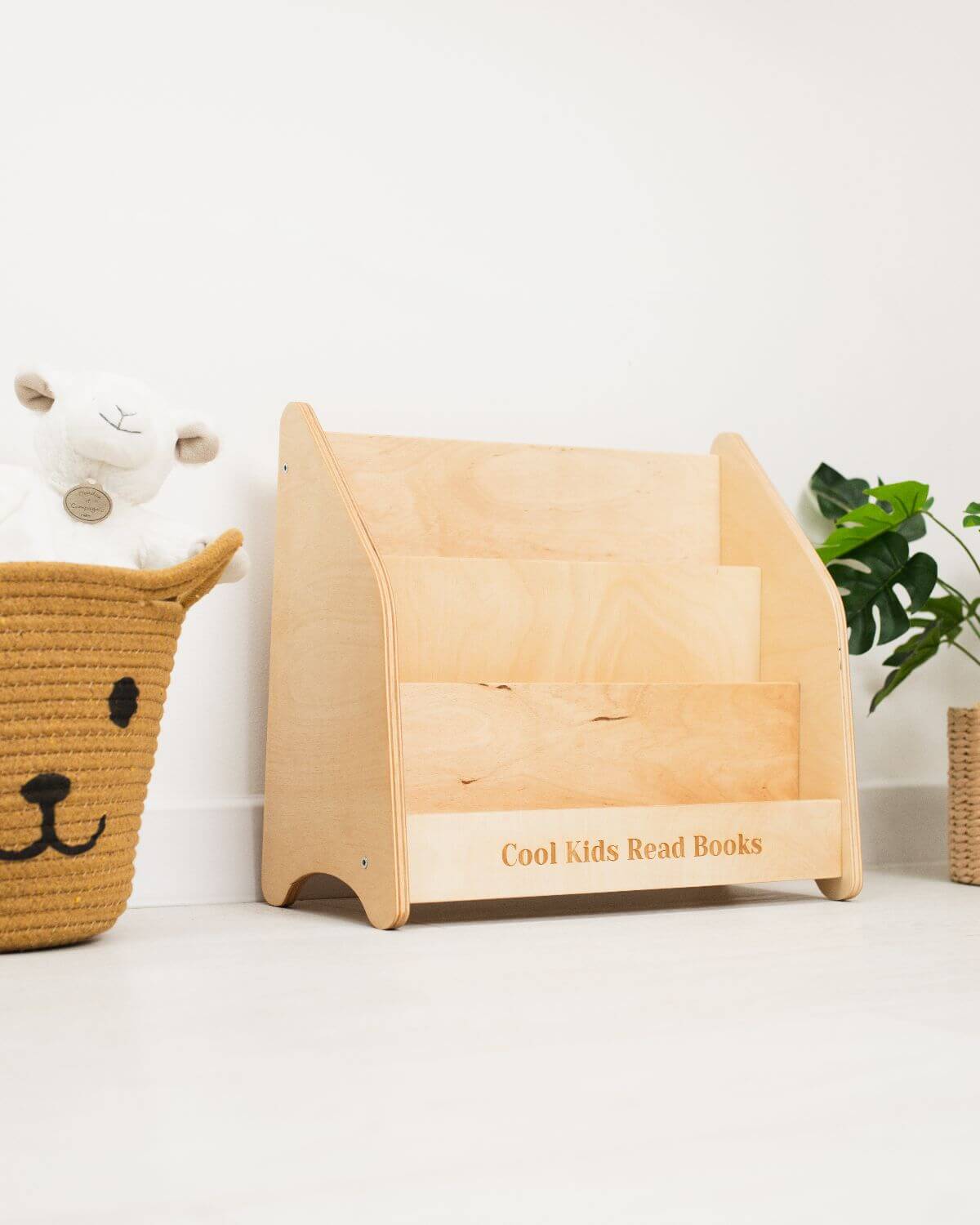 Toddler Montessori Çocuk Kitaplığı - Doğal Ahşap