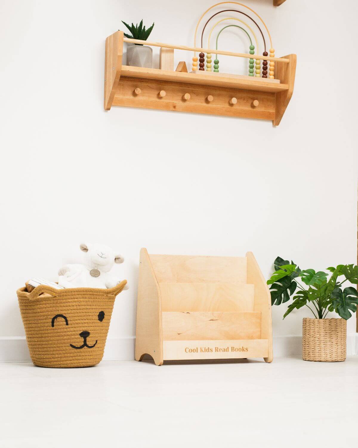 Toddler Montessori Çocuk Kitaplığı - Doğal Ahşap