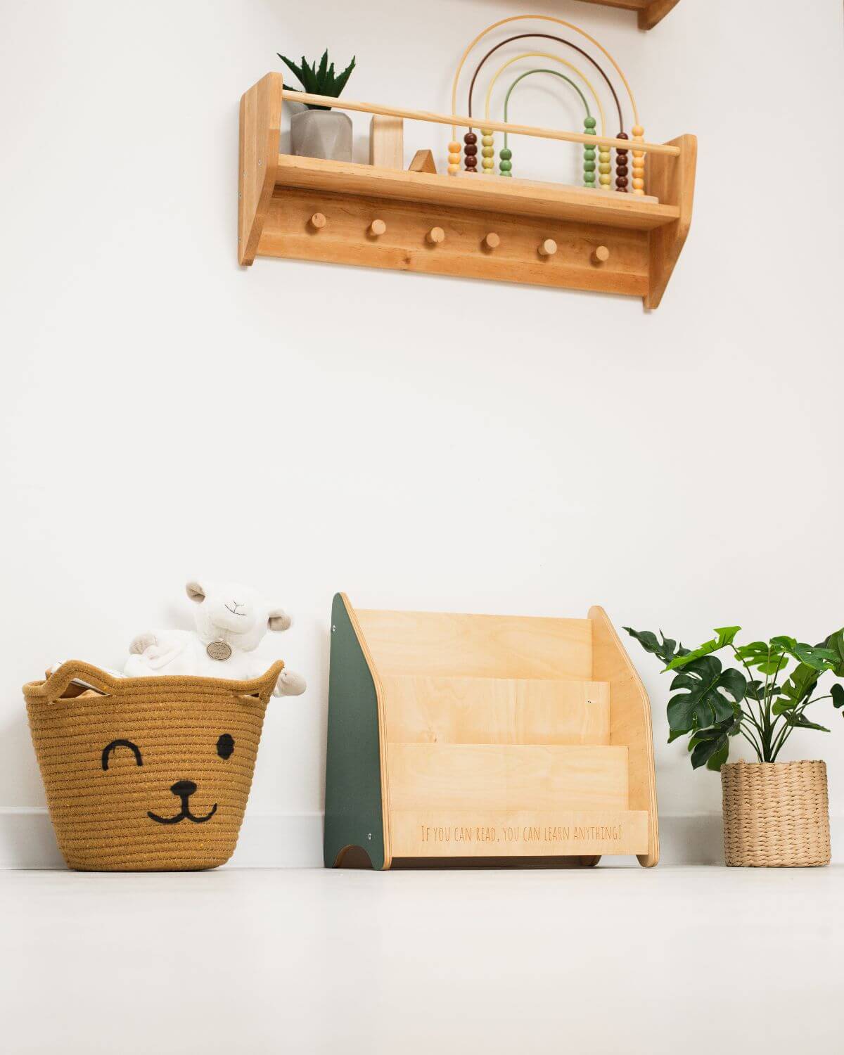 Toddler Montessori Çocuk Kitaplığı - Doğal Ahşap