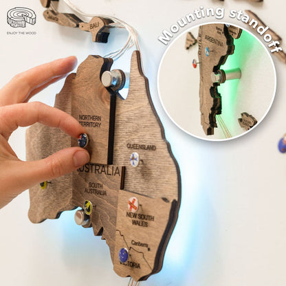 3D Ledli Ahşap Dünya Haritası – TERRA