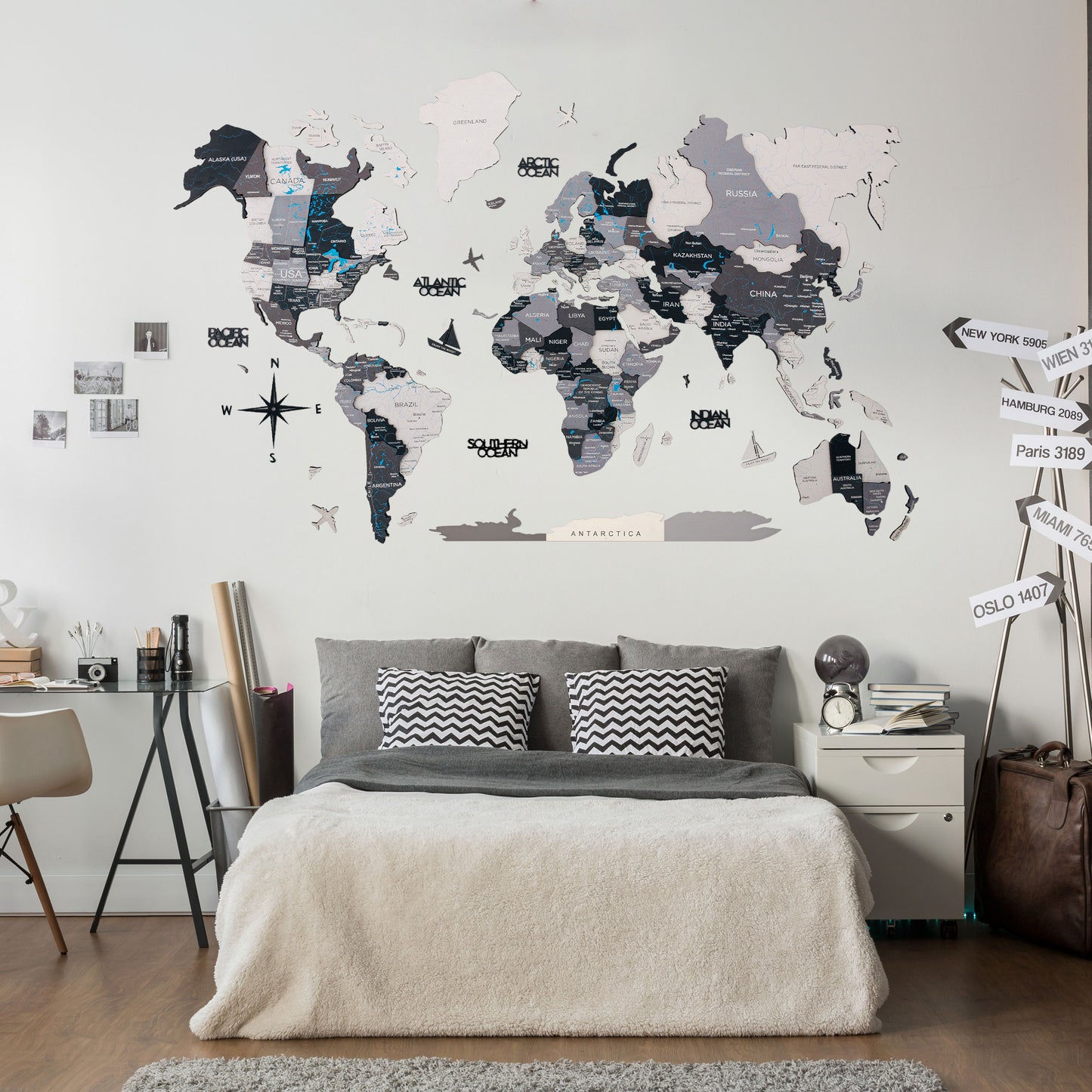 3D Ahşap Dünya Haritası – NORDIC
