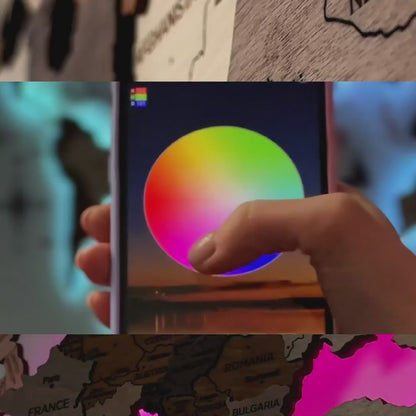 3D Ledli Ahşap Dünya Haritası – MULTICOLOR